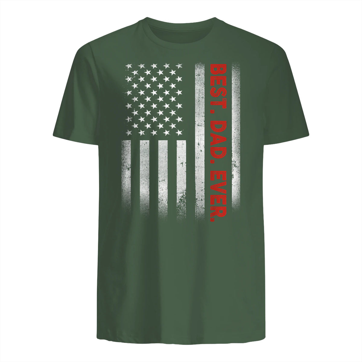 Best Dad Ever With US American Flag Gift For Father's Day in Military Green - back view