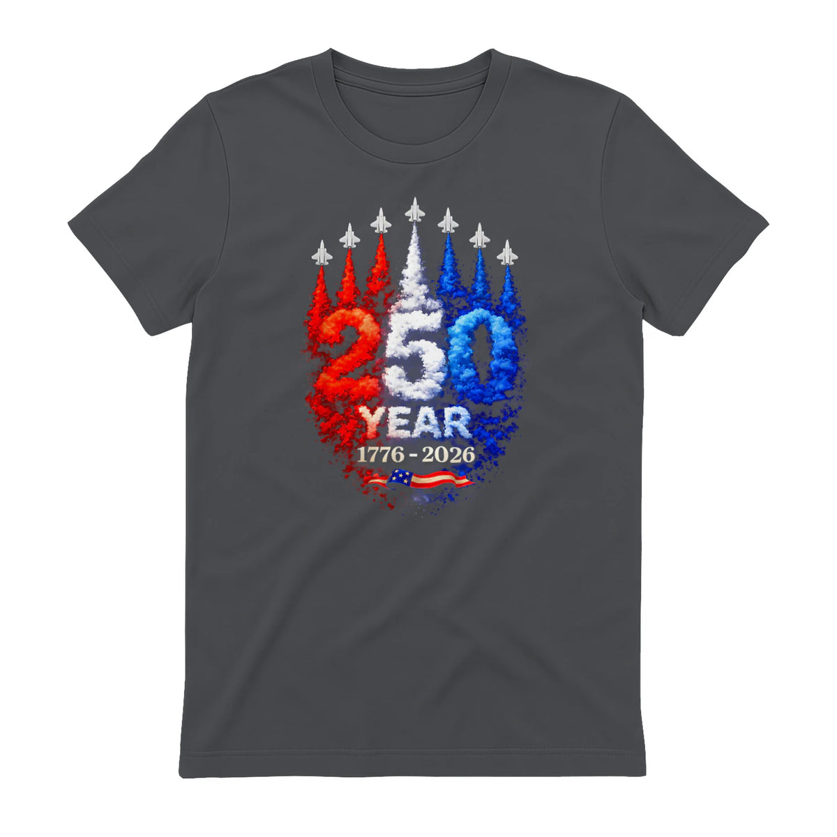 American Patriotic Fourth of July Anniversary T-Shirt in Charcoal - back view