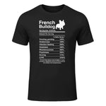 French Bulldog Facts Nutrition Funny Frenchie Lover T-Shirt in Black - front view