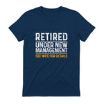 Funny Retirement Party Men's T-Shirt - Dad Humor, Classic Fit, Short Sleeve - Black in Navy - back view