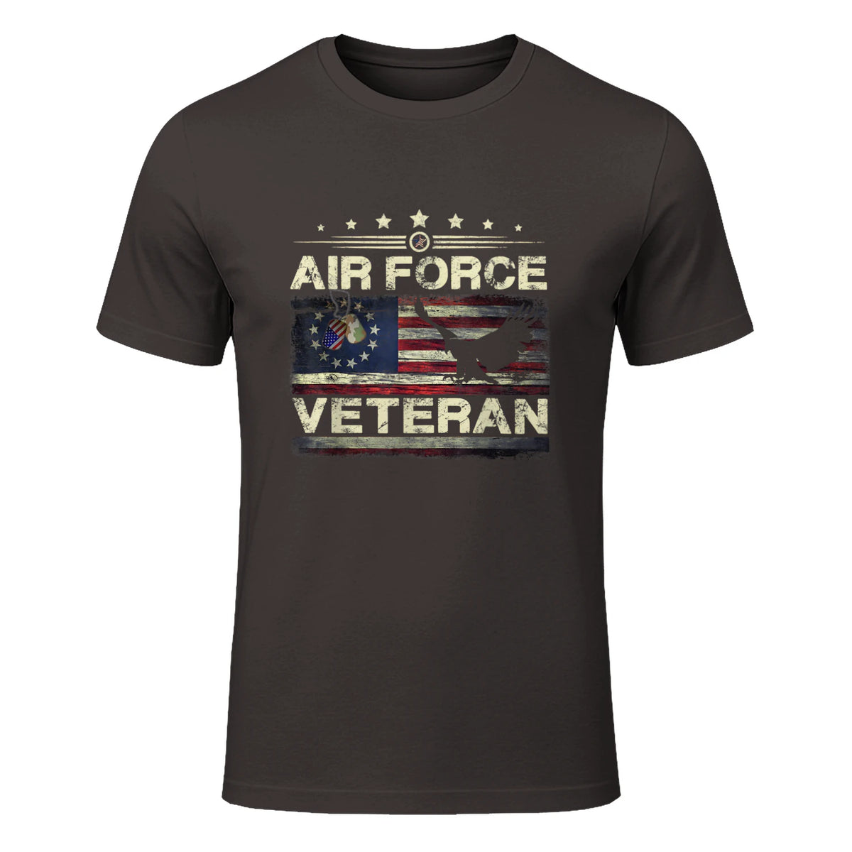 Veteran US Air Force TShirt - American Betsy Ross Flag T-Shirt in Dark Chocolate - front view