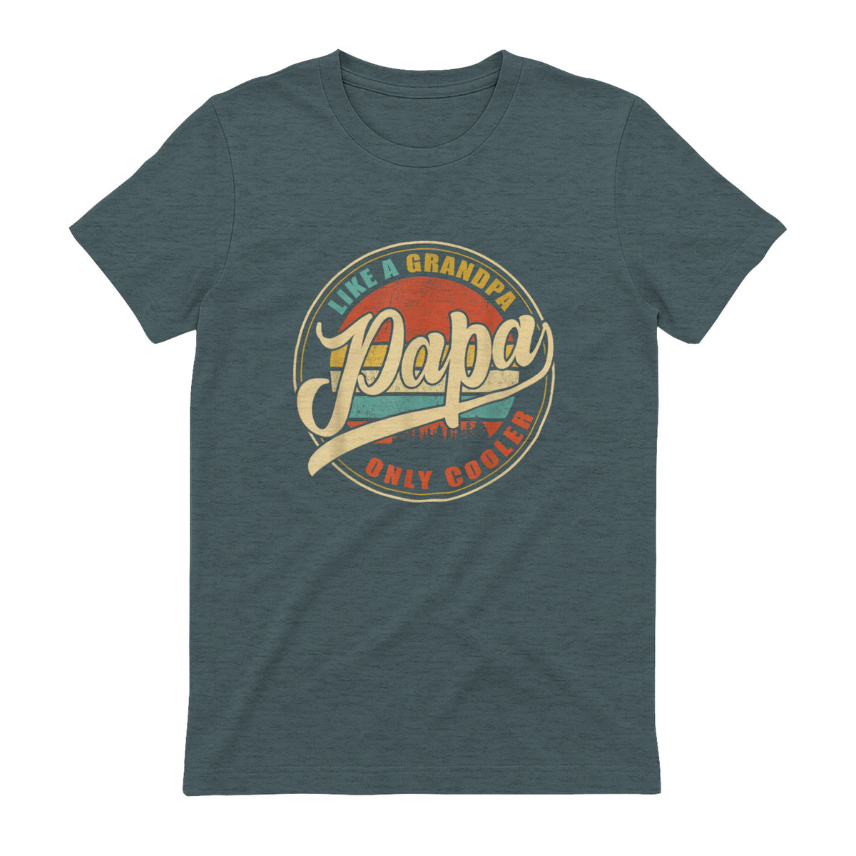 PAPA Like A Grandpa Only Cooler Funny Dad Papa Grandfather in Dark Heather - back view