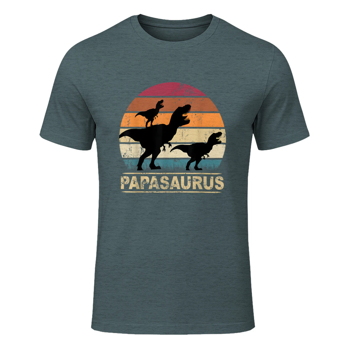 Papasaurus Dinosaurier Papa Tyrannosaurus Dino Doppelpack in Dark Heather - front view
