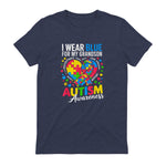 I Wear Blue for My Grandson Autism Awareness Grandma Nana in Heather Navy - back view