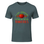 I Love Gardening From My Head Tomatoes Funny T-Shirt in Dark Heather - front view