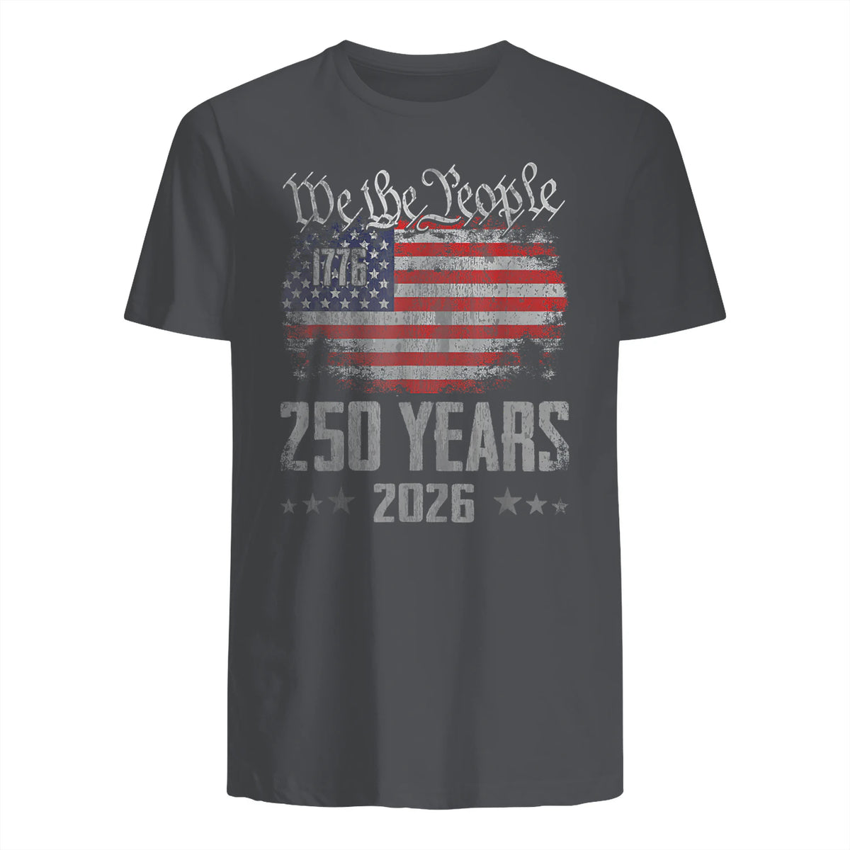 Vintage Anniversary Fourth of July Birthday T-Shirt in Charcoal - back view