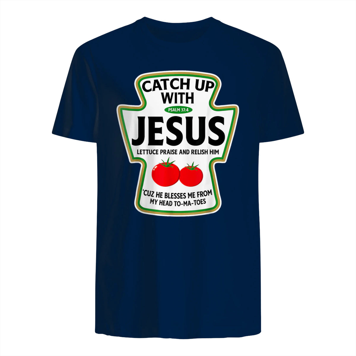 Catch Up with Jesus T-Shirt in Navy - back view