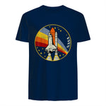 NASA Shuttle Launch Into Rainbow Premium Graphic T-Shirt T-Shirt UK in Navy - back view