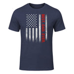 Best Dad Ever With US American Flag Gift For Father's Day in Heather Navy - front view