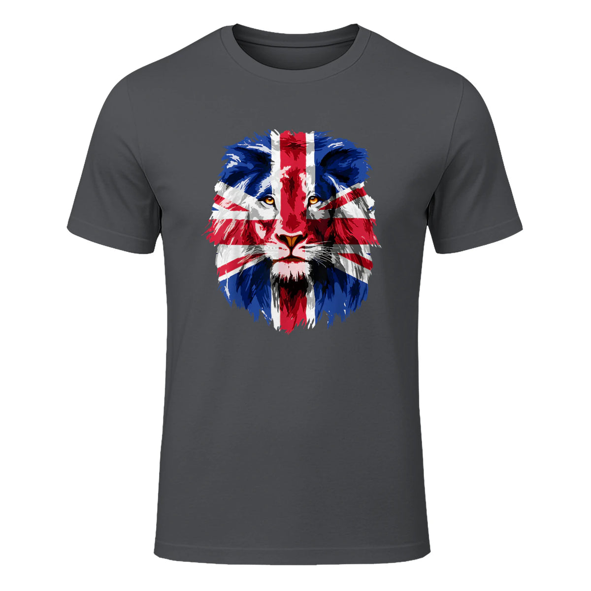 Union Jack UK Flag Lion Face Great Britain Union Jack Flag in Charcoal - front view
