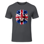 Union Jack UK Flag Lion Face Great Britain Union Jack Flag in Charcoal - front view
