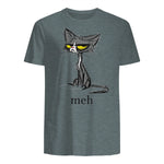 Funny Meh Cat Gift for Cat Lovers in Dark Heather - back view