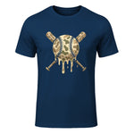 Baseball Drip Camo Baseball Bats Boys Sports Cool Game Day T-Shirt in Navy - front view