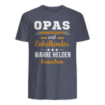 Opas Weil Enkelkinder Wahre Helden Brauchen Großvater Spruch in Heather Navy - back view