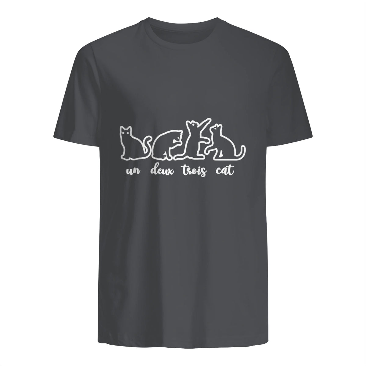 Un Deux Trois Cat, Cute & Funny Kittens, Gift For Cat Lovers T-Shirt in Charcoal - back view