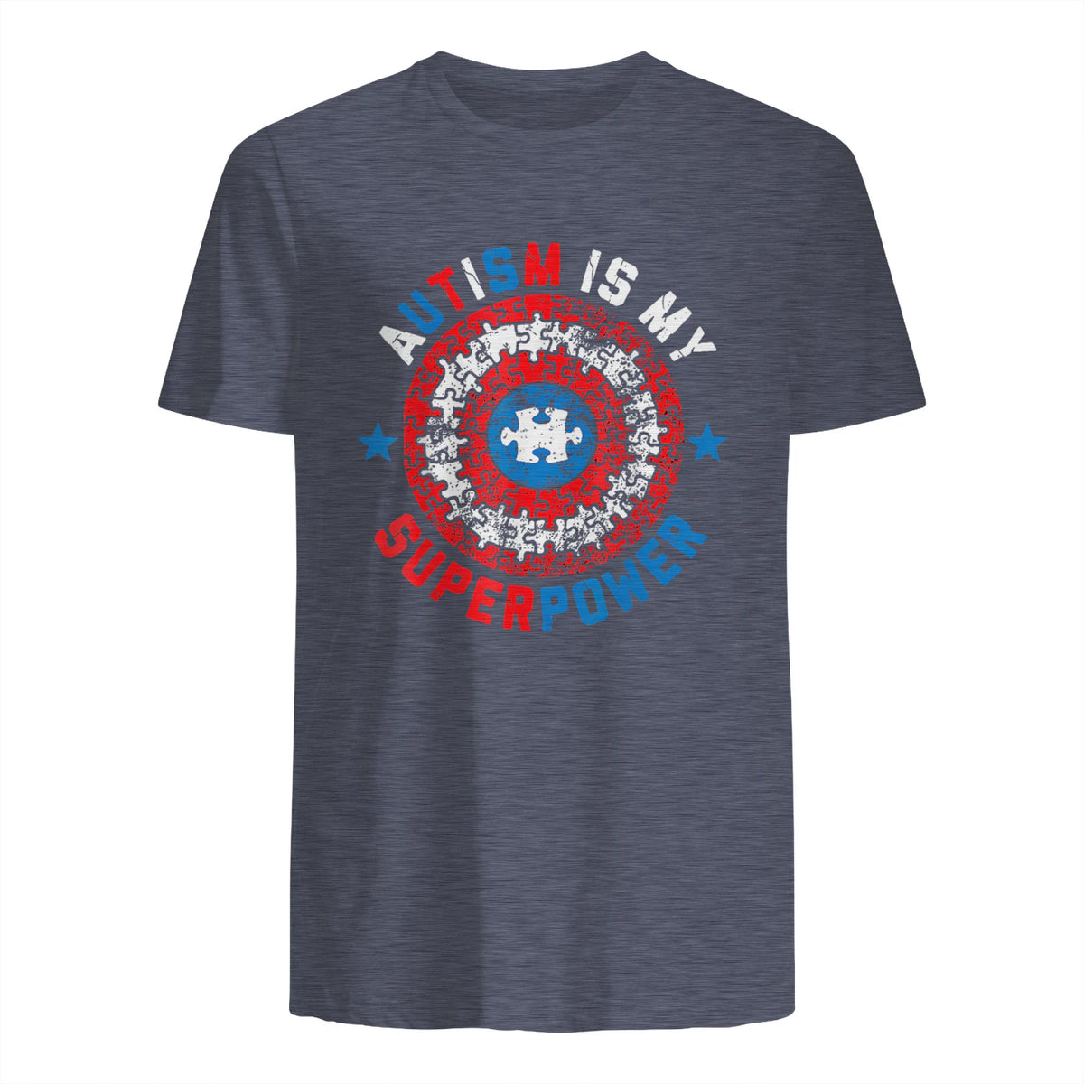 Autism is My Superpower Autism Awareness Autistic for Boys in Heather Navy - back view