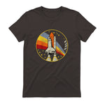 NASA Shuttle Launch Into Rainbow Premium Graphic T-Shirt T-Shirt UK in Dark Chocolate - back view