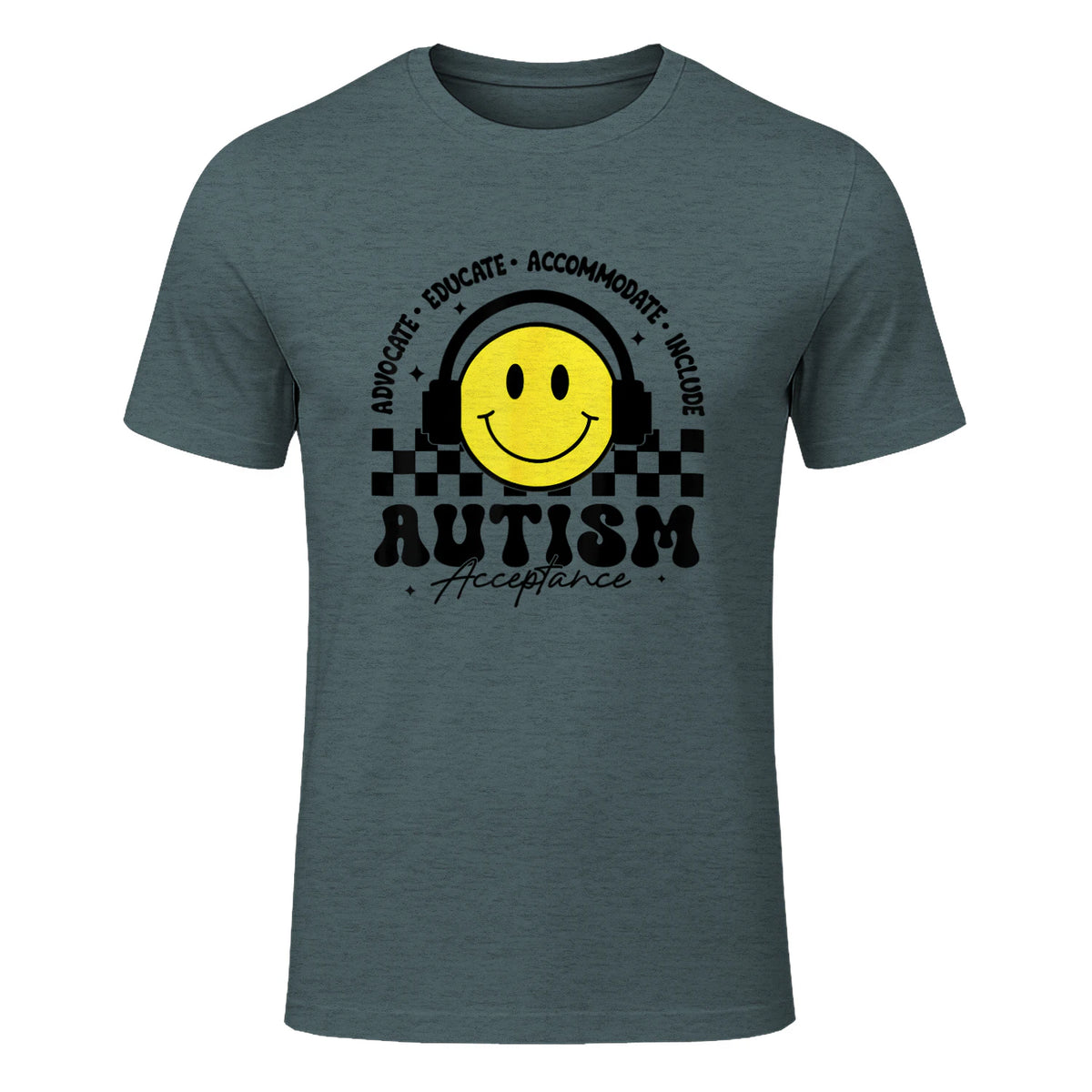 Autism Awareness Acceptance Special Education Teacher Kids in Dark Heather - front view
