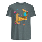 Flipper Wiz chien chat jouant au flipper in Dark Heather - back view