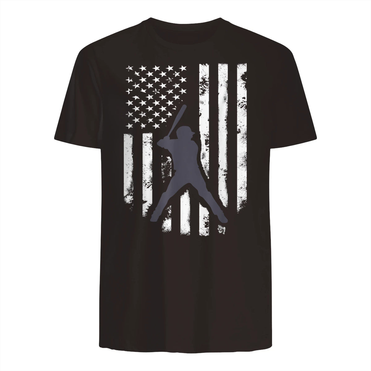 American Flag Baseball Shirt Cool Distressed Jersey Gift Tee T-Shirt in Dark Chocolate - back view