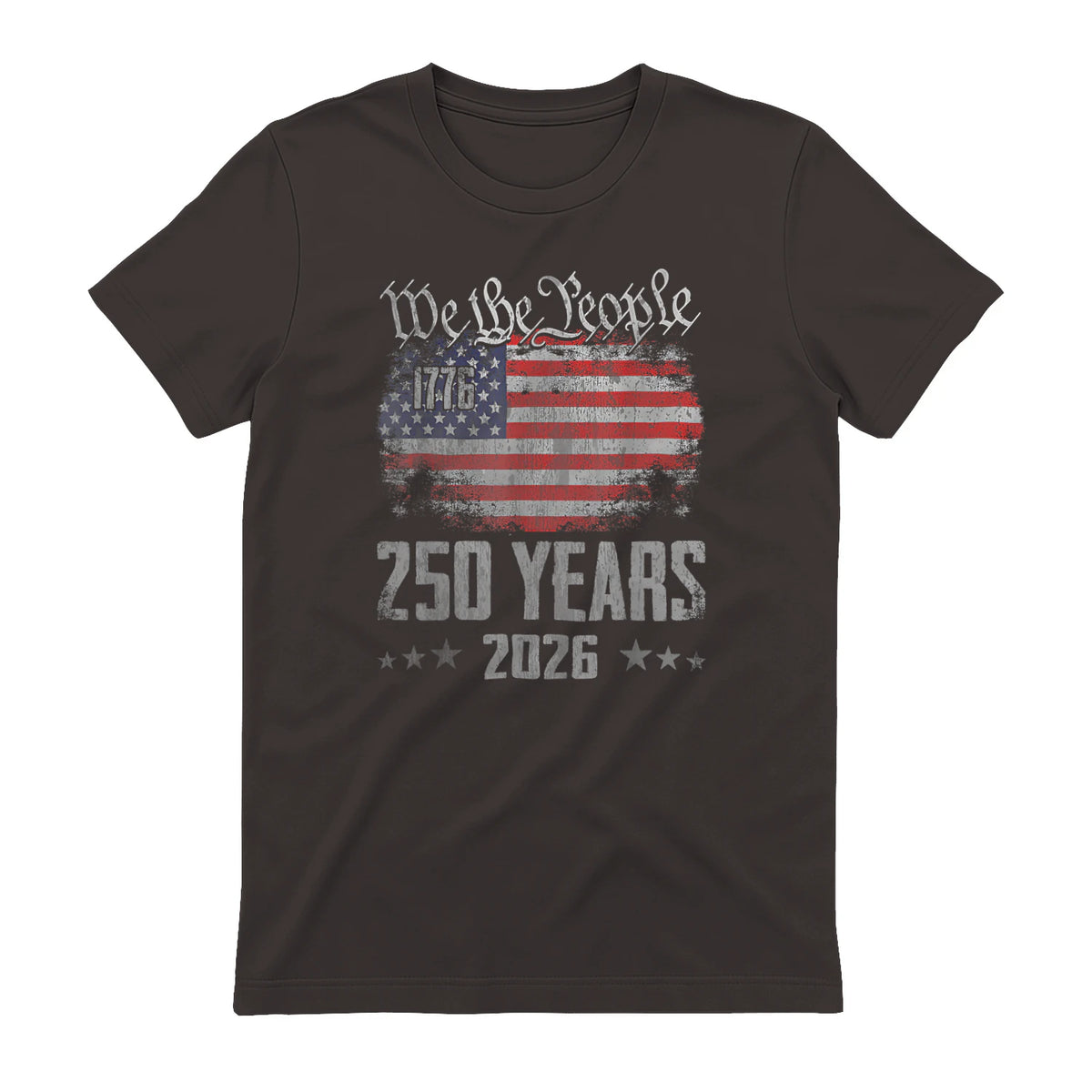 Vintage Anniversary Fourth of July Birthday T-Shirt in Dark Chocolate - back view