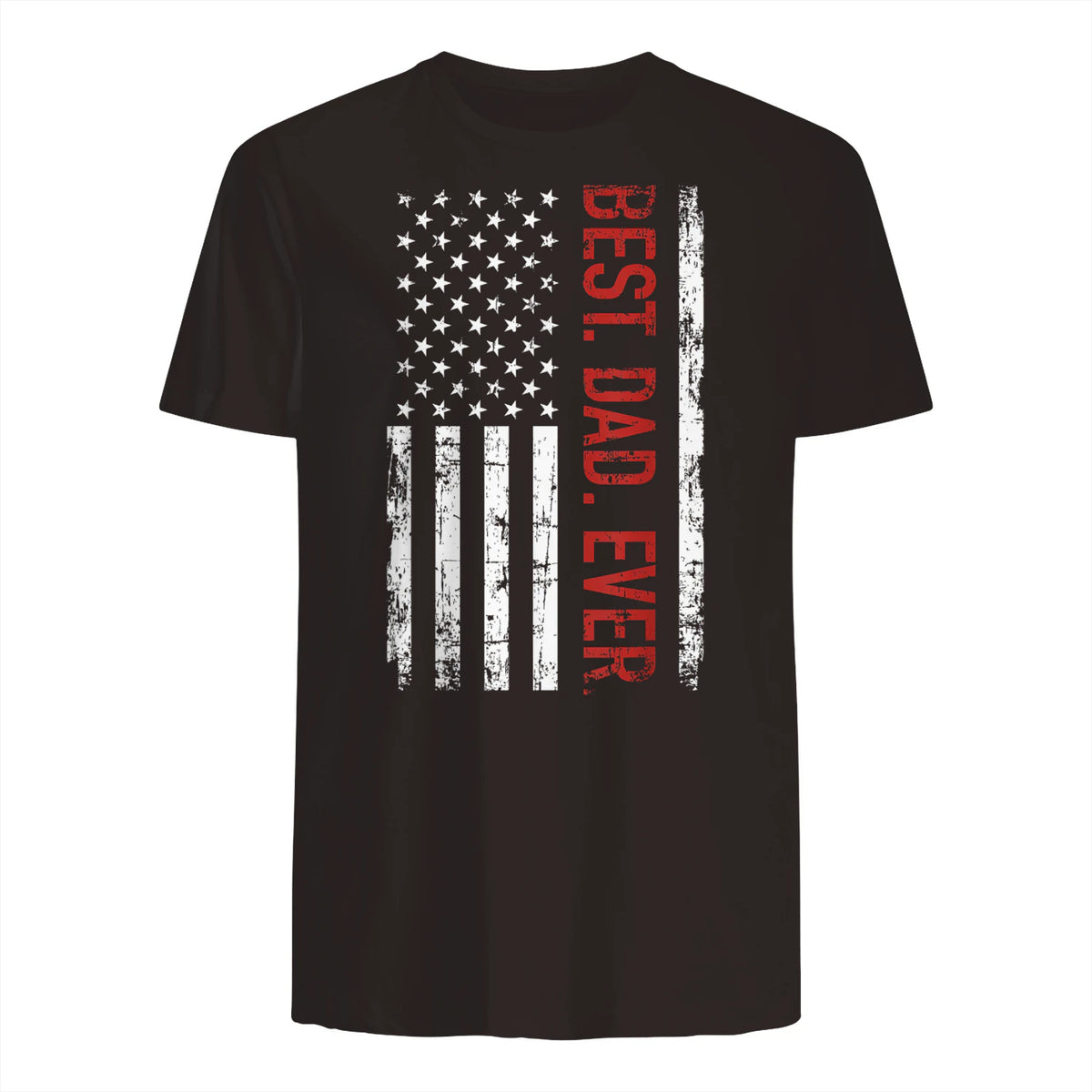 Best dad ever US american flag gift for father's day Short Sleeve in Dark Chocolate - back view