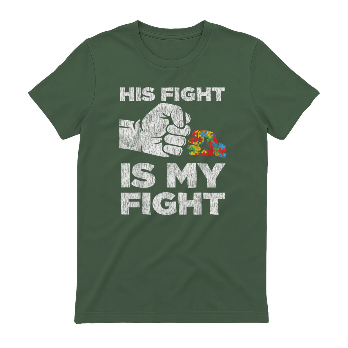 Autism Awareness for Parents of Autistic Kids T-Shirt in Military Green - back view