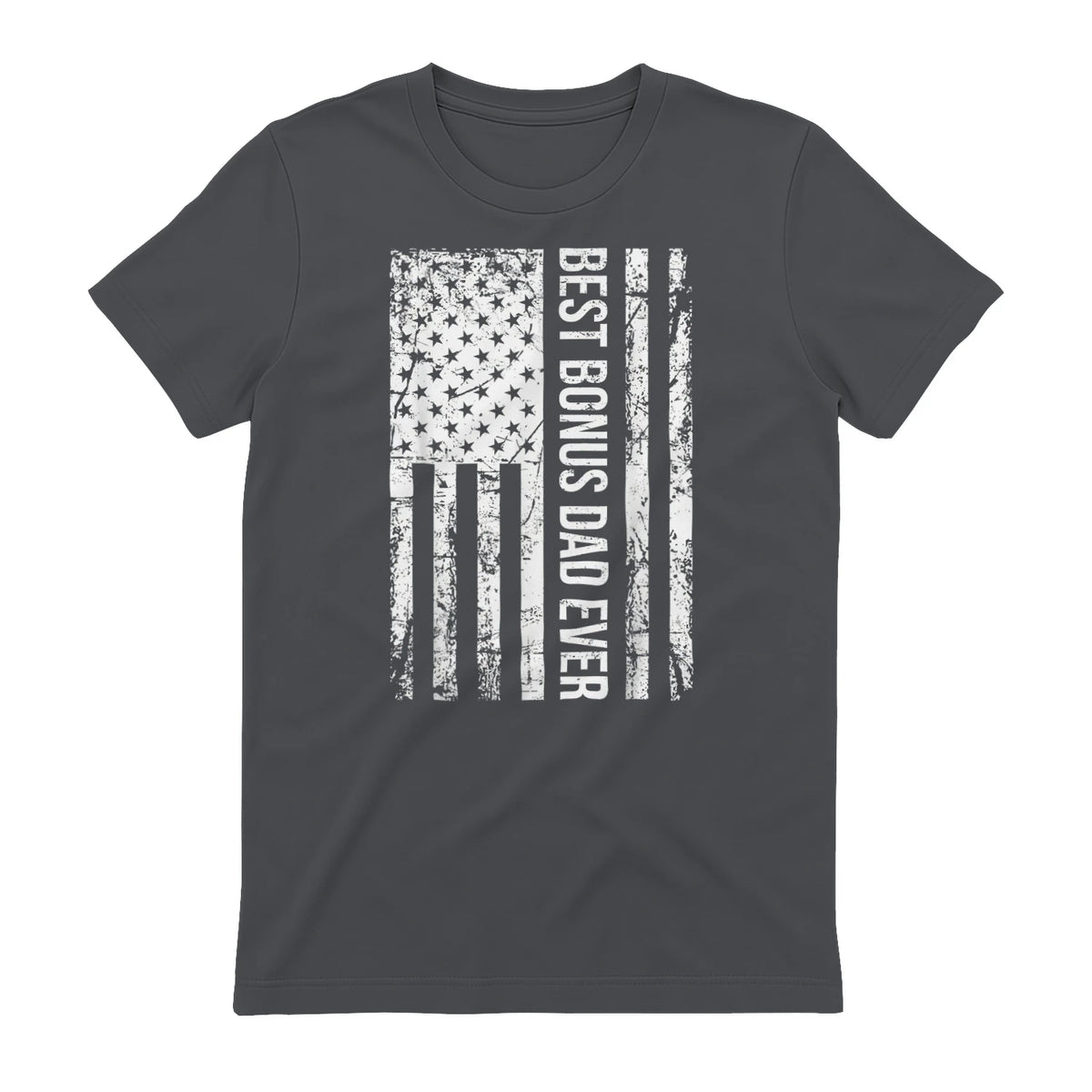 Step Dad Best Bonus Dad Ever For Stepdad American Flag in Charcoal - back view