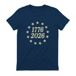 American Flag Front and Back Anniversary T-Shirt in Navy - back view