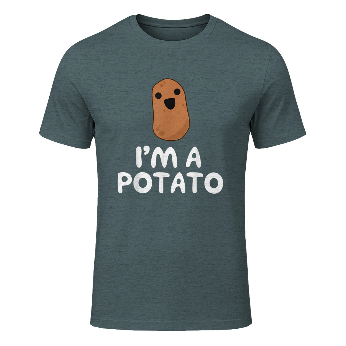 I'm A Potato - Funny Potato Shirt, Vegetable Food Gag Gift in Dark Heather - front view