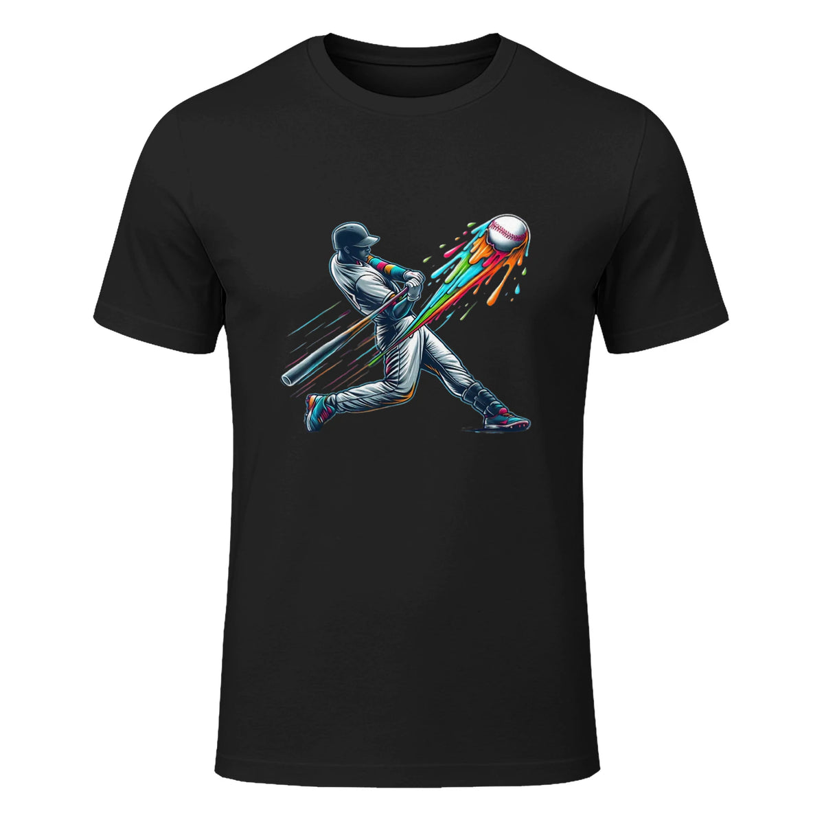 Baseball Player Drip T-Shirt in Black - front view
