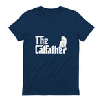 The Catfather Funny Cat Parody Fathers Day Gift Cat Father T-Shirt in Navy - back view