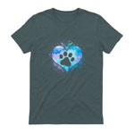chien patte dans le coeur chien amoureux animal de compagnie in Dark Heather - back view