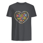 Inclusion Matters Special Education Teacher Autism Awareness in Charcoal - back view
