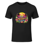 Couple de Jeunes mariés drôle Just Married Tropical Honeymoon in Black - front view
