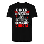 Biker Werden Nicht Grau Das Ist Chrom Motorradfahrer Biker in Black - back view
