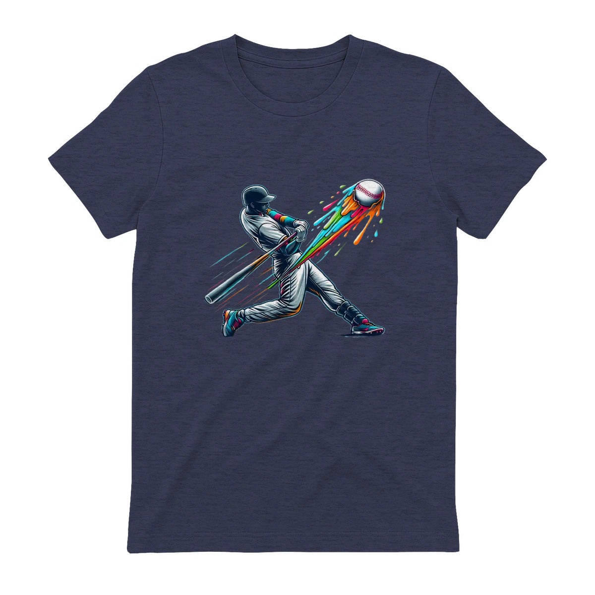 Baseball Player Drip T-Shirt in Heather Navy - back view