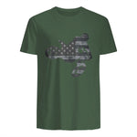 Dirt Bike American Flag T-Shirt Motocross Enduro Shirt T-Shirt in Military Green - back view