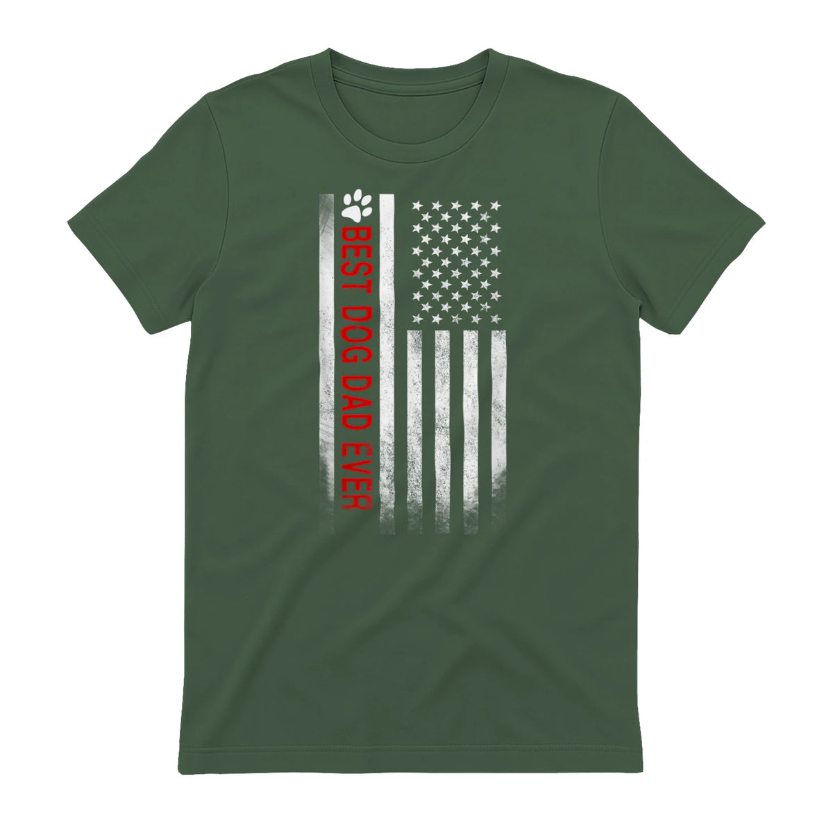Best Dog Dad Ever American Flag Gift for Best Father in Military Green - back view