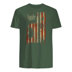 Lamb of God Pure American Metal Flag T-Shirt in Military Green - back view