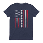 Patriotic Baseball Fourth of July USA Flag T-Shirt in Heather Navy - back view