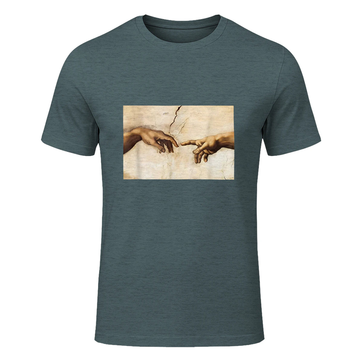 Creation of Adam Michelangelo Die Erschaffung Adams Kunst in Dark Heather - front view