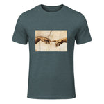 Creation of Adam Michelangelo Die Erschaffung Adams Kunst in Dark Heather - front view