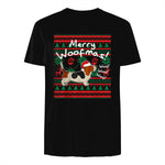 Basset Hound Chemise de Noël Merry Woofmas Père Noël Chien in Black - back view