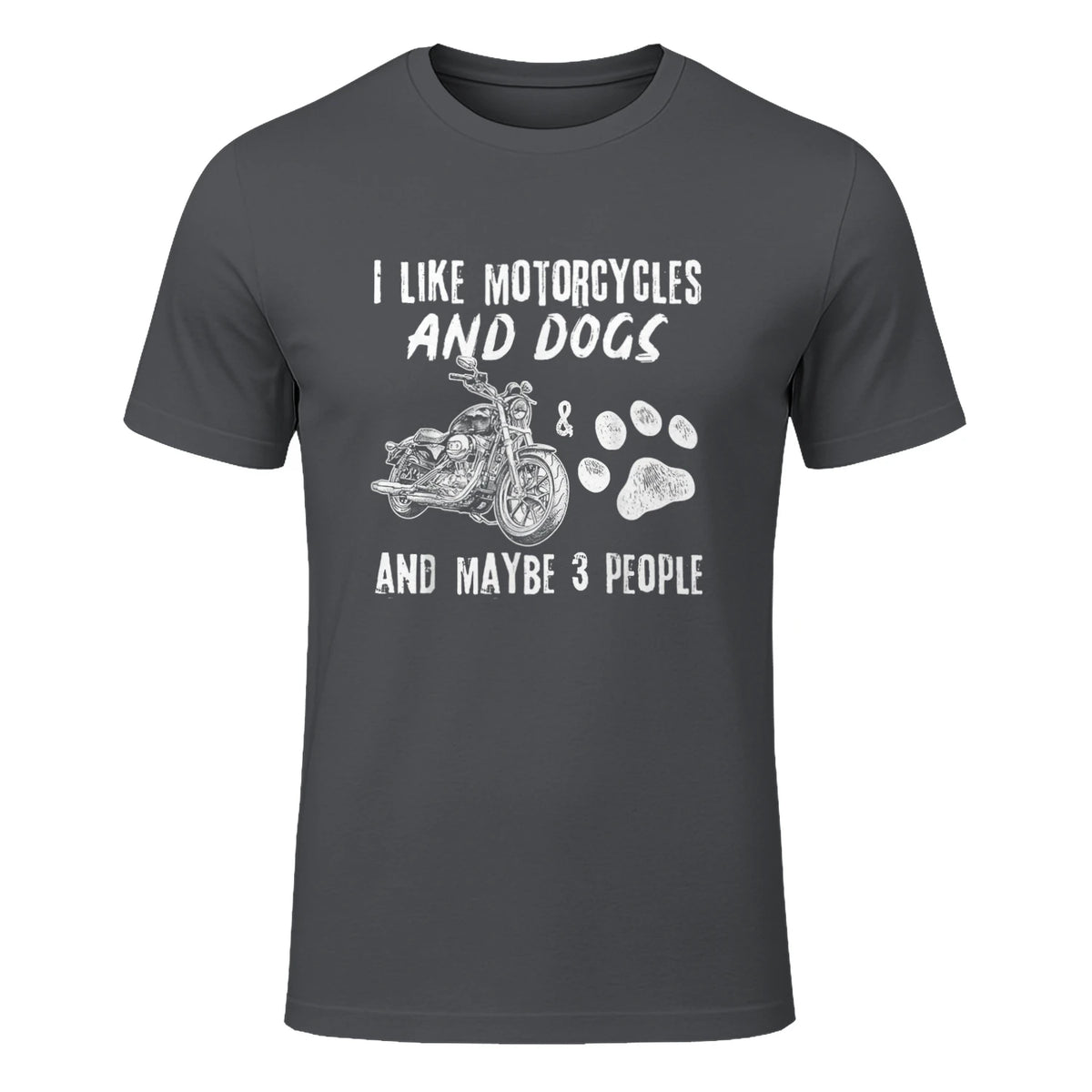 I Like Motorcycles and Dogs and Maybe Three People T-Shirt in Charcoal - front view