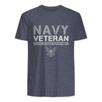 US Navy - Veteran Honor Courage Commitment T-Shirt in Heather Navy - back view