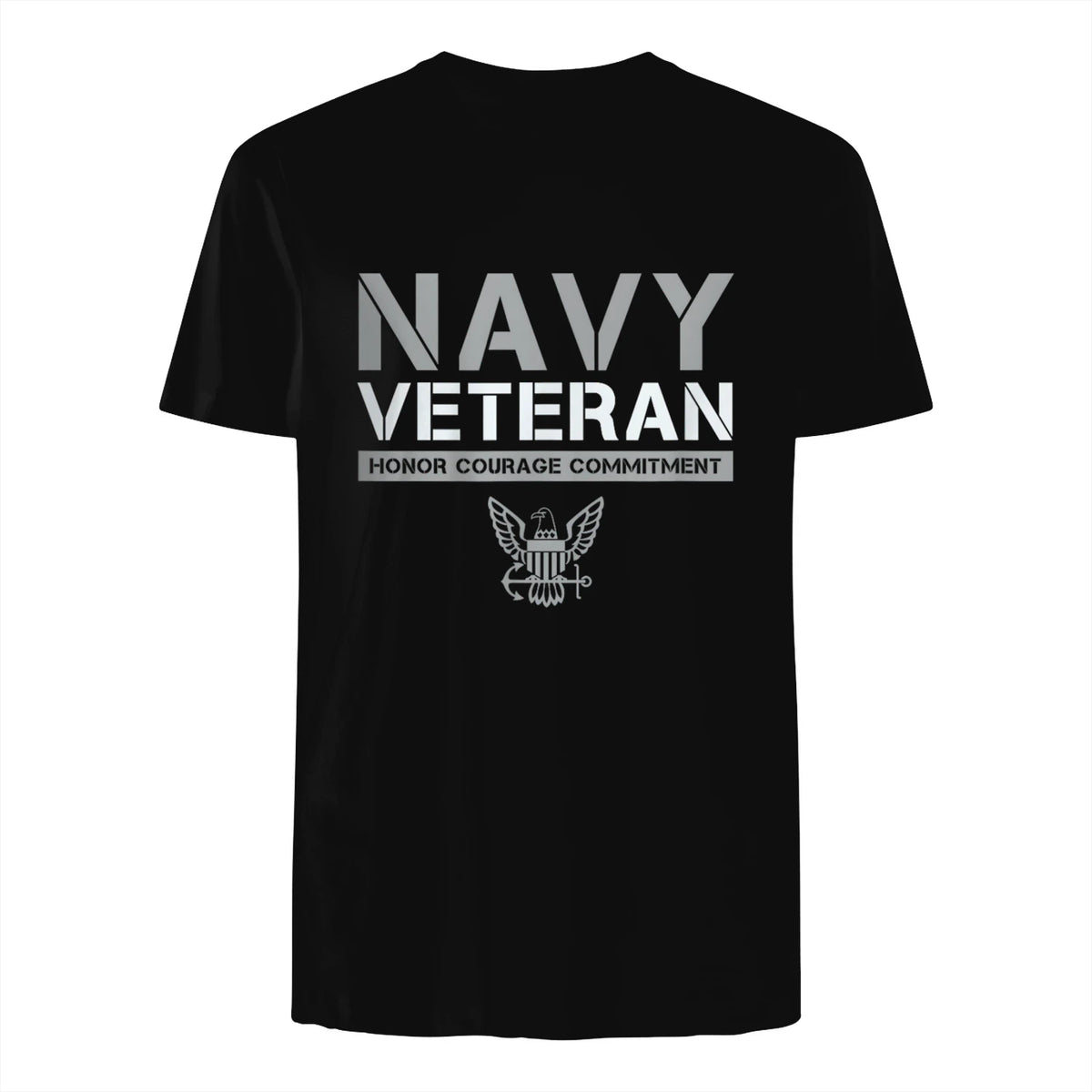 US Navy - Veteran Honor Courage Commitment T-Shirt in Black - back view
