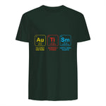 Autism Awareness Periodic Table ASD T-Shirt in Forest Green - back view