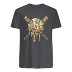 Baseball Drip Camo Baseball Bats Boys Sports Cool Game Day T-Shirt in Charcoal - back view