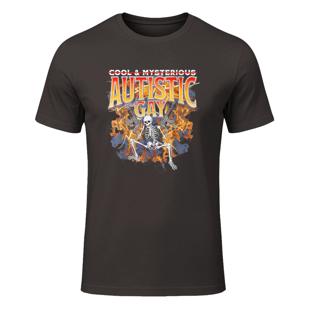 Autism Meme Funny Tism Squelette Autistique et Gay Humour in Dark Chocolate - front view